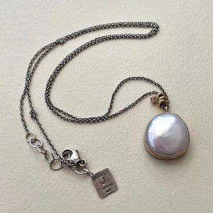Mother of Pearl Necklace with Diamond + 14k Embellishments & Sterling Chain